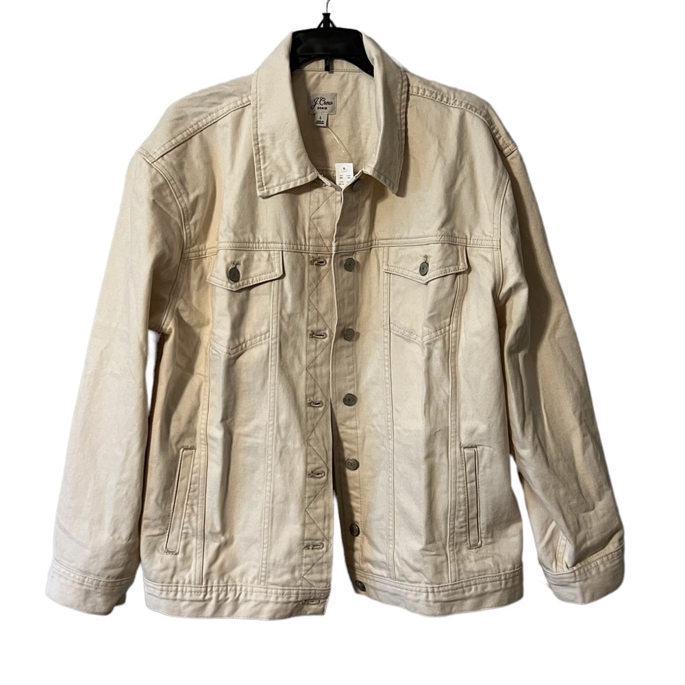 J.Crew Ecru relaxed denim jacket size large NWT - Picture 5 of 9